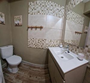 a bathroom with a toilet and a sink at CASA RURAL LAS TRAVIESAS 2 in Candeleda +12 photos