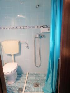 La salle de bains est pourvue d'une douche et de toilettes. dans l'établissement A casinha do Pescador, à Nazaré