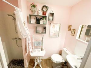 a bathroom with a toilet and a sink at Domaine de Praterou in Roscoff +11 photos