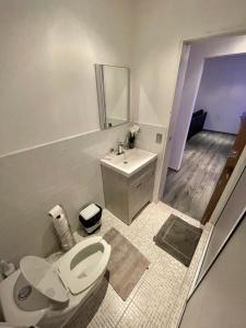 uma casa de banho com um WC e um lavatório em Departamento Cantiles Dorados em Raulis