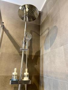 uma casa de banho com uma cabeça de chuveiro em La Portella em Pas de la Casa