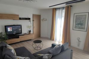 Televízia a/alebo spoločenská miestnosť v ubytovaní Appartement au centre du monde selon Dali