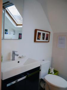 a bathroom with a sink and a toilet at Chambre et salon sur la Loire à vélo in Les Ponts-de-Cé