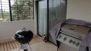 a kitchen with a grill and a pan on a stove at Sea Escape in Sea Park