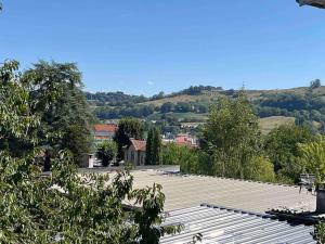 widok z lotu ptaka na dach budynku z drzewami w obiekcie Appart proche centre- gare-stade-hôpital- Prisme-Belle vue w mieście Aurillac