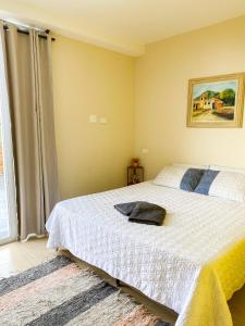 Un dormitorio con una cama grande y una ventana en Vista para Serra, en Campos do Jordão