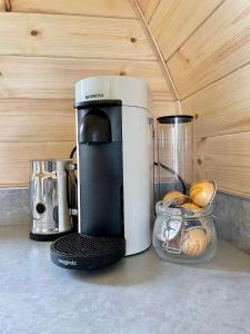 a coffee maker sitting on top of a counter at Park Hill Pod in Stratford-upon-Avon