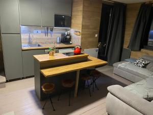 a kitchen with a sink and a counter in a room at Chalet FiMiLi in Vyšná Boca