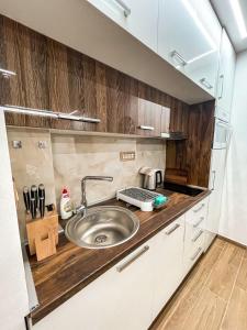 a kitchen counter with a sink in a room at Diamond Kopaonik Centar in Kopaonik