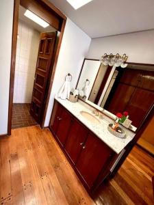 ein Badezimmer mit Waschbecken und Spiegel in der Unterkunft Gran casa corazón de Mendoza in Mendoza