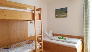 1 Schlafzimmer mit 2 Etagenbetten und einer Leiter in der Unterkunft Bauernhof Ober in Birnbaum