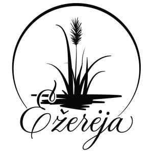 a black and white logo for opera with a plant at Ežerėja 