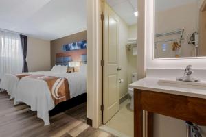una habitación de hotel con una cama y un lavabo en Quality Inn & Suites New Hartford - Utica, en Utica 32 fotos más