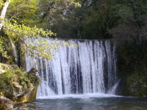 a waterfall in the middle of a forest at VILLARD DE LANS in Villard-de-Lans