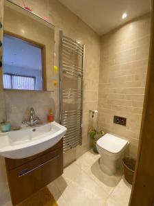a bathroom with a sink and a toilet at The Retreat, A relaxing getaway for couples in Hambrook