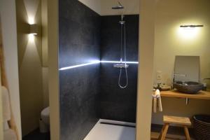 bagno con doccia e lavandino di La Légende - Gîte dans un quartier pittoresque a Bouillon