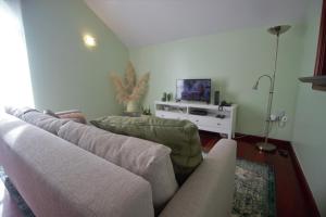 a living room with a couch and a tv at Rose Velvet in Angra do Heroísmo