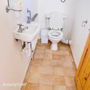 łazienka z toaletą i umywalką w obiekcie Charminster Homestay w Bournemouth