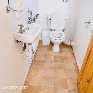 ボーンマスにあるCharminster Homestayのトイレと洗面台付きのバスルーム