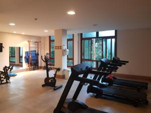 a gym with treadmills and exercise bikes in a room at hotel Pedra Azul ES in Domingos Martins