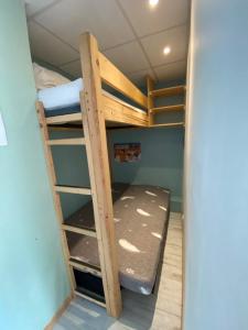 Ce lit superposé se trouve dans un dortoir doté d'un matelas. dans l'établissement Appartement 5 Personnes au pied des pistes - WIFI -, à Chamrousse