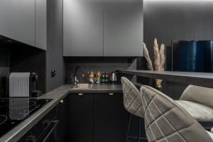 Kuchnia lub aneks kuchenny w obiekcie Apartament NEGRO Gliwice - nowe osiedle, klimatyzacja, parking