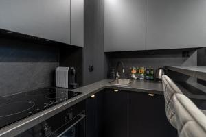 Kuchnia lub aneks kuchenny w obiekcie Apartament NEGRO Gliwice - nowe osiedle, klimatyzacja, parking