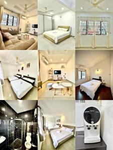 a collage of photos of a hotel room at Ipoh Deluxe Family Home in Ipoh