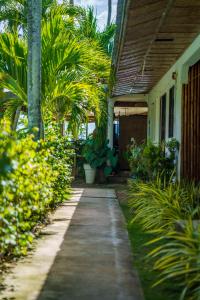 a house with palm trees and a walkway at Charisma Beach Resort in Siquijor