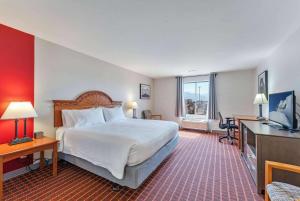 a hotel room with a bed and a television at Ramada by Wyndham Richfield UT I-70 in Richfield