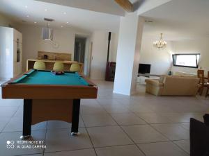 a living room with a pool table in it at Villa au sein d'un élevage de Chevaux in Brucquedal