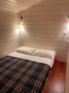 カップ・フェレにあるYamina Lodgeの照明2つ付きのドミトリールームのベッド1台