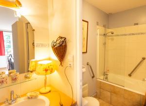 a bathroom with a sink toilet and a shower at Le Tertre in Dureil