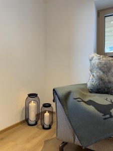 Letto o letti in una camera di Schneiderhof
