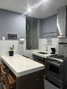 a kitchen with a stove and a sink at Apartamento en Ica 3 in Ica