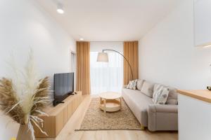 Televízia a/alebo spoločenská miestnosť v ubytovaní Apartament SUBMARINE SurfingBird Dźwirzyno