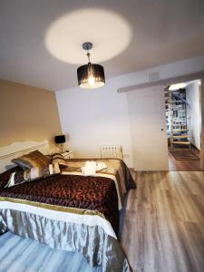 ein Schlafzimmer mit einem großen Bett in einem Zimmer in der Unterkunft El Viaje a Elba Centro y Playa in Vilagarcia de Arousa