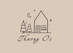un dibujo de una casa y árboles de Navidad en Thương Ơi House en Da Lat