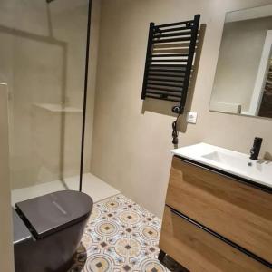 een badkamer met een toilet en een wastafel bij Petit Bruixó Camprodon in Camprodon