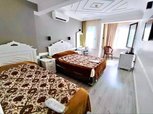 - une chambre d'hôtel avec 2 lits dans l'établissement Hotel Alp Guesthouse, à Istanbul