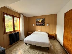 1 dormitorio con cama y ventana en Meson de Castiello en Castiello de Jaca