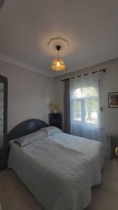 a bedroom with a large bed and a window at Denize Çok Yakın Daire in Side