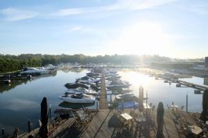 un grupo de barcos atracados en un puerto deportivo en OccO en Willebroek