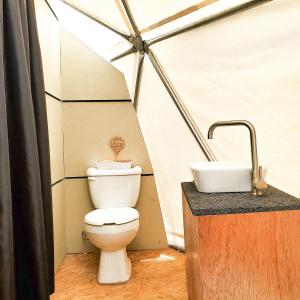 łazienka z toaletą i umywalką w obiekcie Mars Glam Camp w mieście Aguascalientes
