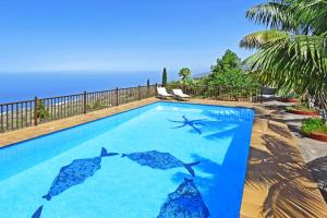 a swimming pool with sharks painted on it at Casa Tia Rosalia in Tijarafe