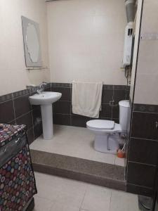 a bathroom with a toilet and a sink at شقق فاخرة للايجار مفروش مصر الجديدة مساكن الشيراتون in Cairo
