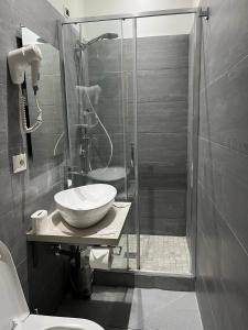 a bathroom with a shower and a sink and a toilet at Les Artes in Rome