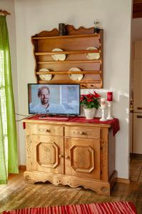 a tv on top of a wooden dresser in a room at Apartment Sigrid in Arriach