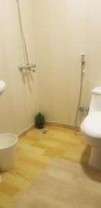 uma casa de banho com um chuveiro e um WC. em استراحة لبنان ا في بنبان Istraha em Riade