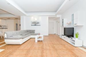 Una sala de estar con un sofá y un televisor. en Villa Ana, en Umljanović